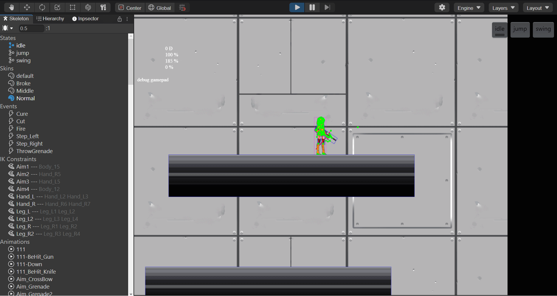 Skeleton view for Spine2D objects